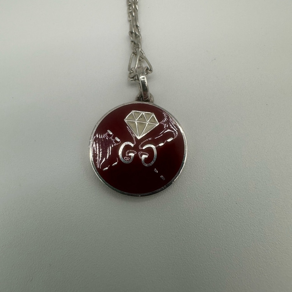 GUCCI Ghost Red White and Silver Necklace